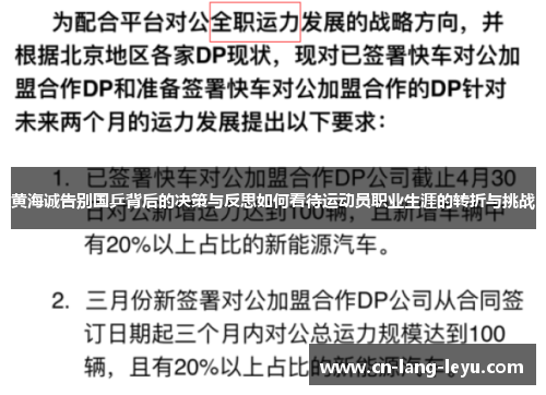 黄海诚告别国乒背后的决策与反思如何看待运动员职业生涯的转折与挑战