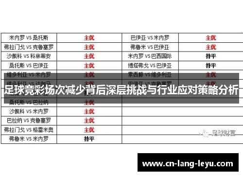 足球竞彩场次减少背后深层挑战与行业应对策略分析
